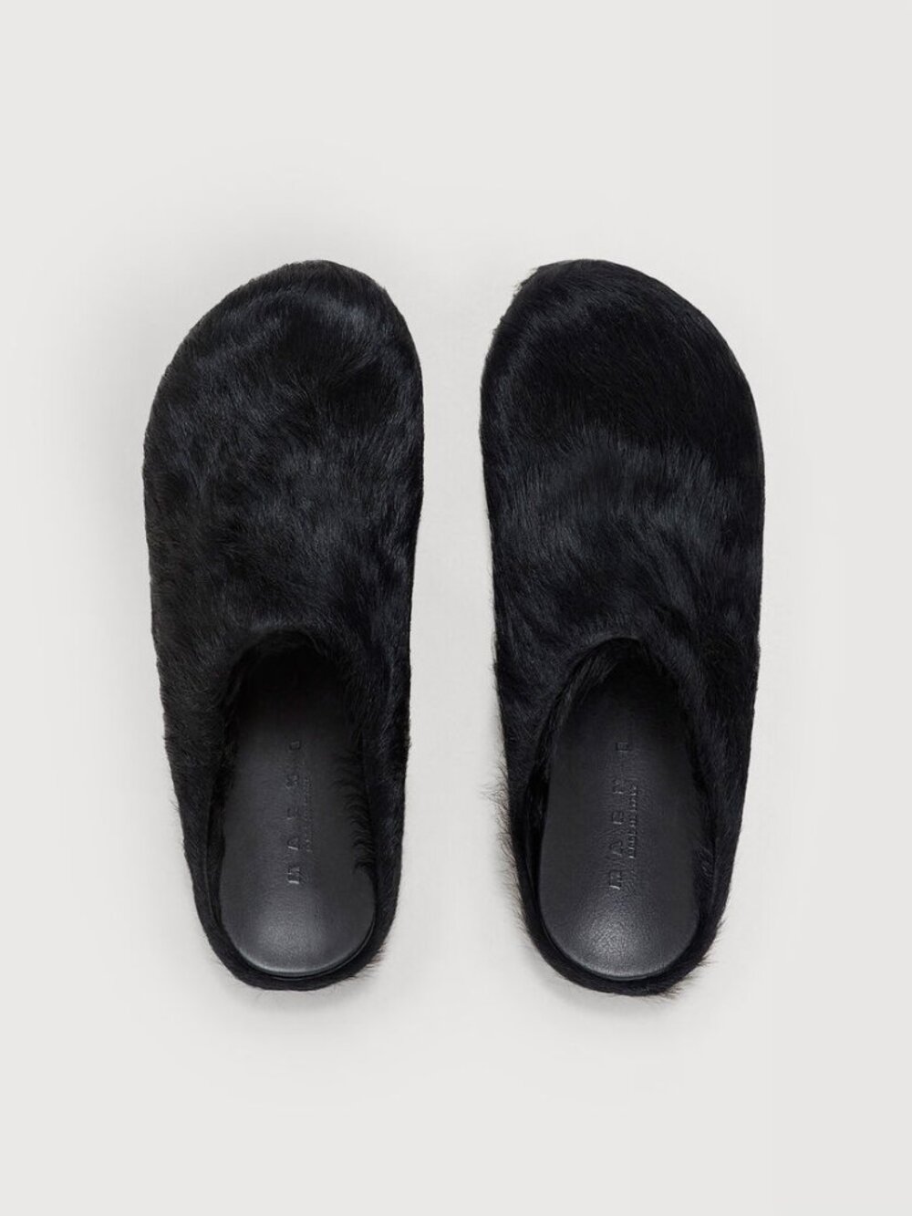 Marni Black long hair calfskin Fussbett sabot